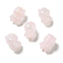 Misty Rose UV Plating Rainbow Iridescent Acrylic Beads, Girl with Cat Clothes, Misty Rose, 22x15.5x15mm, Hole: 3.5mm
