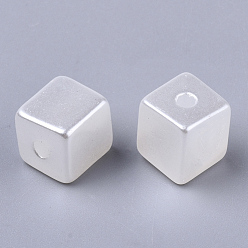 Creamy White ABS Plastic Imitation Pearl Beads, Square, Creamy White, 8x8x8mm, Hole: 2mm, about 940pcs/500g