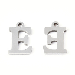 Letter E 201 encantos de acero inoxidable, alfabeto, letter.e, 9x6x1 mm, agujero: 1 mm