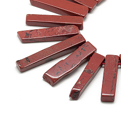 Красный Камень Натуральные красные яшмы бусы пряди, сверху просверленные бусы, прямоугольные, 20~65x7~15x6~10 мм, отверстие : 2 мм, около 30~40 шт / нитка, 15.75 дюйм (40 см)