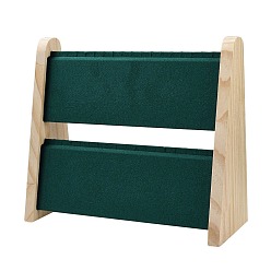 Vert Foncé Présentoirs à pendentifs et colliers en velours à plusieurs niveaux, support organisateur de colliers avec base en bois, vert foncé, 2 cm