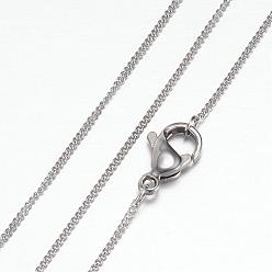 Stainless Steel Color 304 Stainless Steel Curb Chain Necklaces, with Lobster Claw Clasps, Stainless Steel Color, 19.8 inch(50.5cm), 1mm