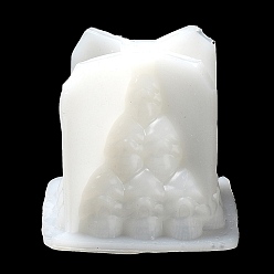 White DIY 3D Halloween Skull Pyramid Candle Food Grade Silicone Molds, for Scented Candle Making, White, 9x9x8cm, Inner Diameter: 7.25x7x6.45cm