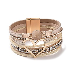 Neige Bracelets multi-étoiles en simili cuir, strass style bohème et cristal druzy, bracelet à maillons pour femme, neige, 7-5/8 pouce (19.5 cm), 30mm