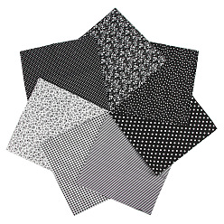 Black Printed Cotton Fabric, for Patchwork, Sewing Tissue to Patchwork, Quilting, Square, Black, 25x25cm, 7pcs/set