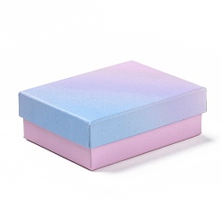 Pink Gradient Color Cardboard Gift Boxes, with Sponge Inside, Rectangle, Pink & Light Sky Blue, 9.05x7.05x3.1cm, 85x65.5mm Inner Diameter, Depth: 29mm