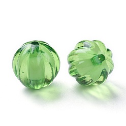 Lime Green Transparent Acrylic Beads, Bead in Bead, Round, Pumpkin, Lime Green, 20mm, Hole: 3mm, about 180pcs/500g
