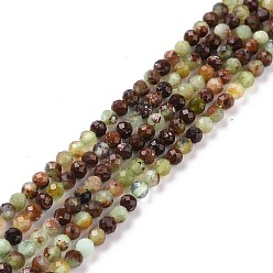 Jade Australien Nouveau Brins naturels de perles de chrysoprase, facette, ronde, 3x3mm, Trou: 0.6mm, Environ 129~135 pcs/chapelet, 15.35'' (39 cm)