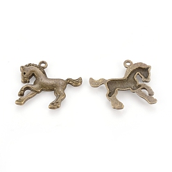 Antique Bronze Tibetan Style Alloy Pendants, Cadmium Free & Nickel Free & Lead Free, Horse, Antique Bronze, 27x24x2mm, Hole: 2mm