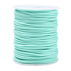 Pale Turquoise Hollow Pipe PVC Tubular Synthetic Rubber Cord, Wrapped Around White Plastic Spool, Pale Turquoise, 2mm, Hole: 1mm, about 54.68 yards(50m)/roll