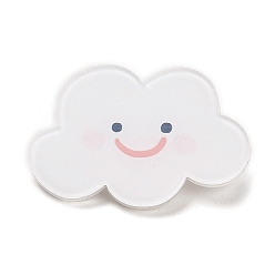 Cloud Broche acrylique de style dessin animé, épingle en fer platine pour vêtements de sac à dos, nuage, 21x32x2mm