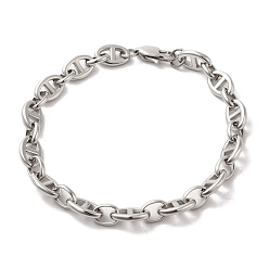 Platine Placage ionique (ip) 304 bracelets à maillons ovales en acier inoxydable, platine, 8-3/4 pouce (22.3 cm)
