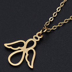 Golden 201 Stainless Steel Pendant Necklaces, with Cable Chains and Lobster Claw Clasps, Angel, Golden, 15.74 inch(40cm), 1.5mm