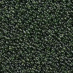 Vert 12/0 grader des perles de rocaille en verre rondes, couleurs transparentes lustered, verte, 12/0, 2x1.5mm, Trou: 0.3mm