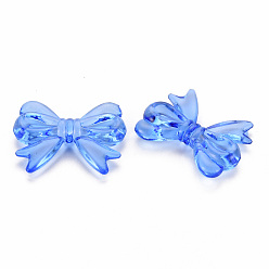 Bleu Perles acryliques transparentes, bowknot, bleu, 23x29.5x6mm, Trou: 1.6mm, environ293 pcs / 500 g
