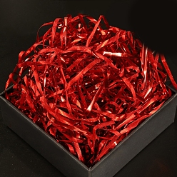 Dark Red Raffia Crinkle Cut Paper Shred Filler, with Glitter Powder, for Gift Wrapping & Easter Basket Filling, Dark Red, 3mm, 10g/bag