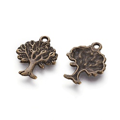 Antique Bronze Tibetan Style Alloy Pendant, Lead Free and Cadmium Free, Tree of Life, Antique Bronze, 22x17x2mm, Hole: 2mm