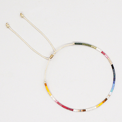 Colorful Glass Seed Braided Bead Bracelet, Adjustable Bracelet, Colorful, No Size