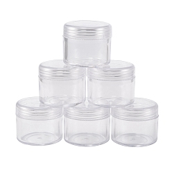 Clear Plastic Bead Containers, Round, about 3.9cm in diameter, 3.3cm high, Capacity: 15ml(0.5 fl. oz)