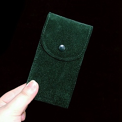 Verde Oscuro Bolsa de almacenamiento de reloj de terciopelo rectangular, caja de reloj portátil color morandi, paquete individual de bolsa de joyería de terciopelo, verde oscuro, 13x7 cm