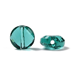 Cyan Foncé Imitations de perles de cristal autrichien, grade de aaa, facette, plat rond, dark cyan, 10x5mm, Trou: 0.9~1mm