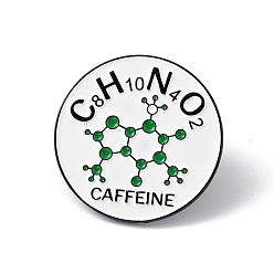 Rondo Pin de esmalte de cafeína de palabra, Broche de aleación negra de electroforesis para ropa de mochila, patrón redondo, 30x2 mm, pin: 1.2 mm