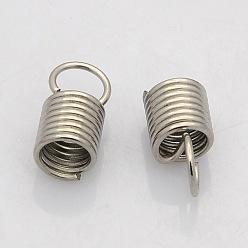 Stainless Steel Color 304 Stainless Steel Terminators, Cord Coil, Stainless Steel Color, 9x3.5mm, Hole: 2mm, Inner Diameter: 2mm