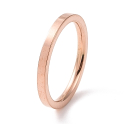 Rose Gold 201 Stainless Steel Plain Band Ring for Women, Rose Gold, 2mm, Inner Diameter: 17mm