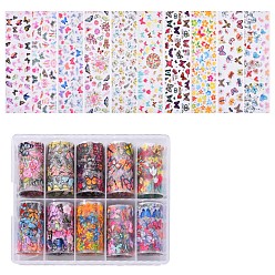 Butterfly Nail Art Transfer Stickers Decals, for DIY Nail Tips Decoration of Women, Butterfly Pattern, Butterfly Pattern, 40mm, 1m/roll, 10rolls/box