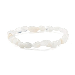 Rainbow Moonstone Bracelet extensible en perles de pierre de lune arc-en-ciel naturel pour elle, diamètre intérieur: 2 pouce (5.2~5.6 cm)