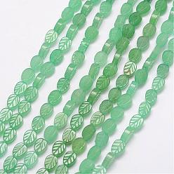 Green Aventurine Natural Green Aventurine Beads Strands, Leaf, 8x6x3.5mm, Hole: 1mm, about 48pcs/strand, 15.5 inch
