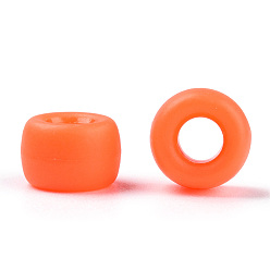 Coral Opaque Plastic Beads, Frosted, Barrel, Coral, 9x6mm, Hole: 3.8mm, about 1900pcs/500g