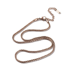 Rose Gold Ion Plating(IP) 304 Stainless Steel Spike Link Chain Necklace, Rose Gold, 16.06 inch(40.8cm)