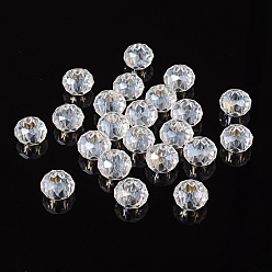 Clear Handmade Crystal European Beads, Large Hole Beads, Imitation Austrian, Faceted, Rondelle, Clear, 14x8mm, Hole: 5mm