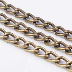 Antique Bronze Iron Twisted Chains Curb Chains, Unwelded, Antique Bronze, 5.5x3.5x1mm, about 164.04 Feet(50m)/roll