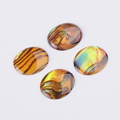 Dark Goldenrod Oval Abalone Shell/Paua Shell Cabochons, Dark Goldenrod, 12x10x1.5~2mm