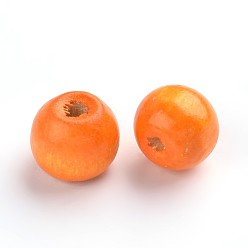 Orange Natural Wood Beads, Rondelle, Lead Free, Dyed, Orange, 8mm, Hole: 3mm, about 5600pcs/1000g