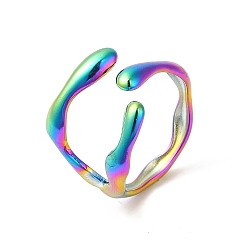 Rainbow Color Ионное покрытие (ip) 304 кольцо на палец манжеты из нержавеющей стали, ответвительное кольцо для женщин, Радуга цветов, 3.5~16 мм, внутренний диаметр: американский размер 6 3/4 (17.1 мм)