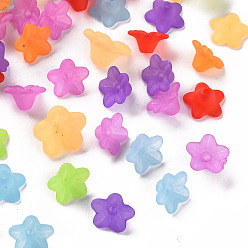 Mixed Color Transparent Acrylic Beads, Flower, Frosted, Mixed Color, 10x5mm, Hole: 1mm, about 4600pcs/500g