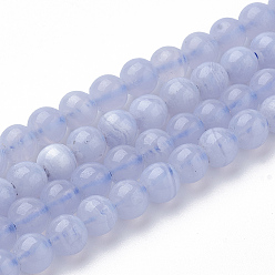 Calcédoine Calcédoine bleue naturelle rangées de perles, ronde, 4mm, Trou: 0.5mm, Environ 104 pcs/chapelet, 15.7 pouce