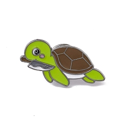 Tortoise Sea Animal with Knife Shape Enamel Pin, Gunmetal Alloy Cartoon Brooch for Backpack Clothes, Tortoise Pattern, 15x30.5x2mm, Pin: 1.3mm