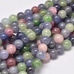 Mixed Stone Natural Tanzanite Stone & Tourmaline Beads, Round, 4mm, Hole: 1mm, about 98pcs/strand, 15.5 inch