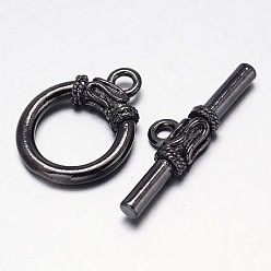 Черный Цвет Металла Латунные кольца тумблеров застежки, металлический черный , кольцо: 21x16x6 мм, бар: 9x29x4 мм, отверстие : 1 мм