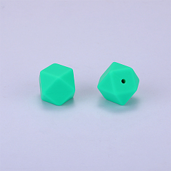 Vert Printanier Perles de silicone hexagonales, perles à mâcher pour les jouets de dentition, Diy soins infirmiers colliers faisant, vert printanier, 23x17.5x23mm, Trou: 2.5mm
