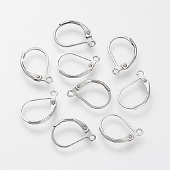 Stainless Steel Color 304 Stainless Steel Leverback Earring Findings, with Loop, Stainless Steel Color, 16x10.5x0.5mm, Hole: 1.5mm, pin: 0.5mm