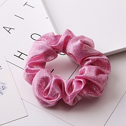 Deep Pink Glittered Cloth Elastic Hair Ties Scrunchie/Scrunchy Hair Ties for Girls or Women, Deep Pink, 40mm