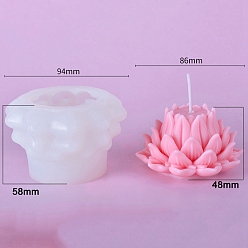 Blanc 3d moules à bougies en silicone bricolage lotus, moules à bougies d'aromathérapie, moules de fabrication de bougies parfumées, blanc, 9.4x5.8 cm