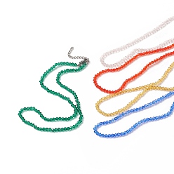 Couleur Mélangete Colliers de perles en verre transparent avec 304 fermoir mousqueton en acier inoxydable et rallonge de chaîne, collier de foulard pour les femmes, couleur mixte, 15-1/8 pouce (38.6 cm)