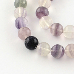 Fluorite Round Natural Fluorite Beads Strands, 8mm, Hole: 1mm, about 50pcs/strand, 15.7 inch