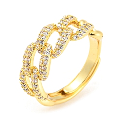 Claro Anillo ajustable de circonita cúbica, anillo de latón chapado en oro real 18k, sin plomo y el cadmio, Claro, diámetro interior: 17 mm